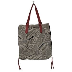 Mauricio Taiuti Newspaper Print Leather Tote Bag